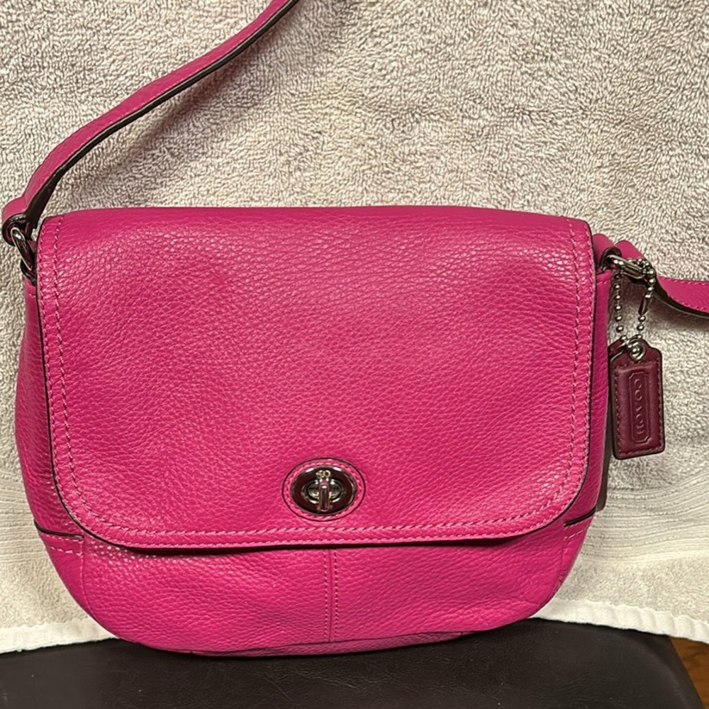 Coach Hot Pink Pebbled Leather Crossbody Bag